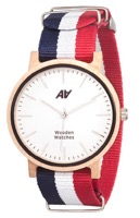    WOODEN WATCHES Maple Nato Blue-White-Red
