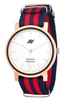    WOODEN WATCHES Maple Nato Red-Blue