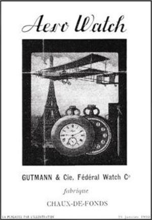 Рекламный буклет часов Aerowatch в 1910 году.
