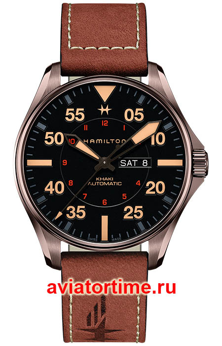    HAMILTON H64705531 KHAKI AVIATION PILOT DAY DATE AUTO